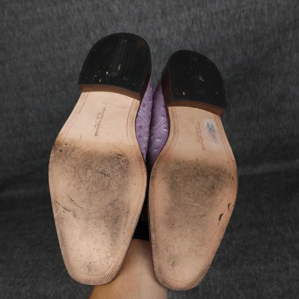 Stacy Adams Shoes Mens Size 7 Pink Leather Ostrich Square Cap Toe Dress Oxford